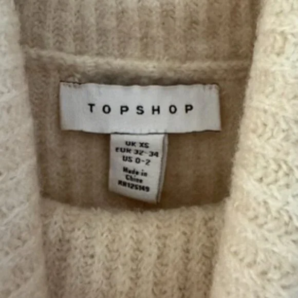 Topshop Cream Ribbed Turtleneck Sweater | Cozy Neutral Knit | XS - Picture 3 of 5